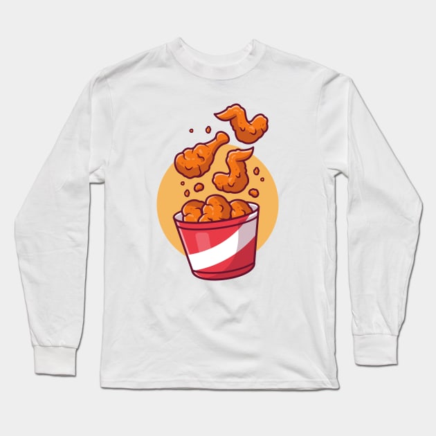 Flying Fried Chicken With Bucket Long Sleeve T-Shirt by Catalyst Labs